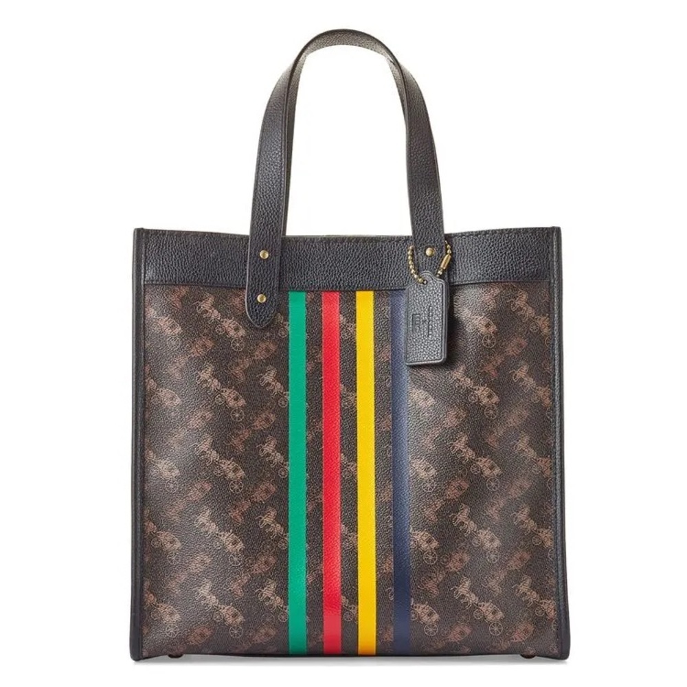 Coach x HBC Stripes Monogram Tote Bag with crossbody strap